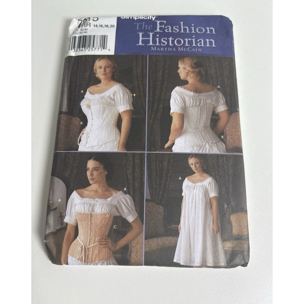 Simplicity 7215 Chemise & Corset Pattern 6, 8, 10, 12 Fashion Historian McCain